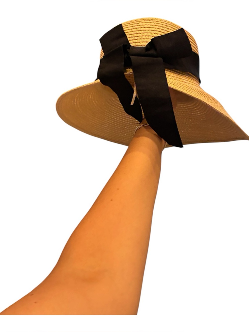 Rae Dunn Straw Sun Visor Hat in Natural and Black